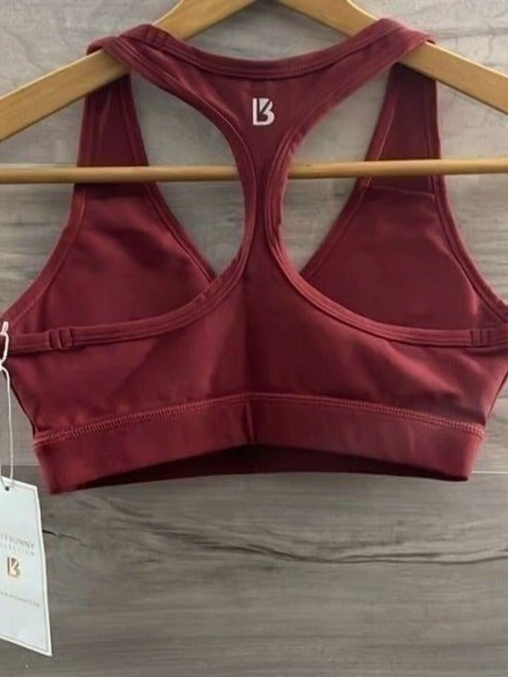 Buffbunny Collection Womens Burgundy Racerback Stretch Sports Bra Size XXS - Picture 5 of 7